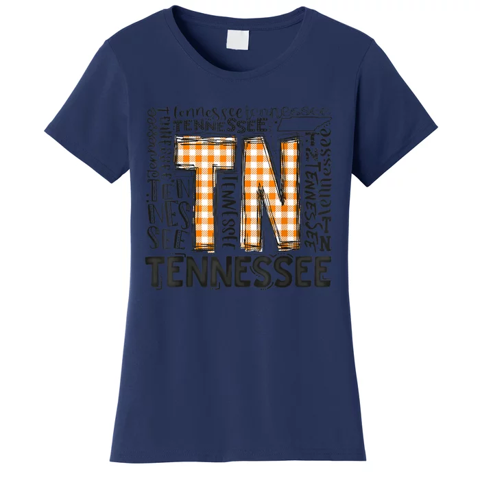 Tennessee State Flag Orange Plaid TN Women's T-Shirt