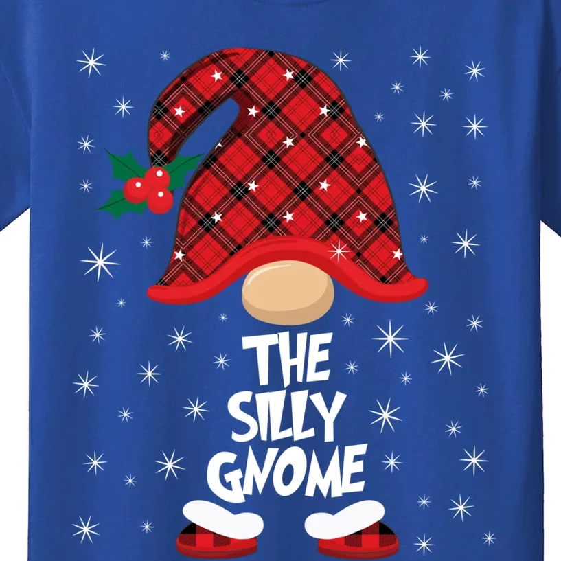 The Silly Gnome Buffalo Plaid Christmas Matching Family Gift Kids T-Shirt