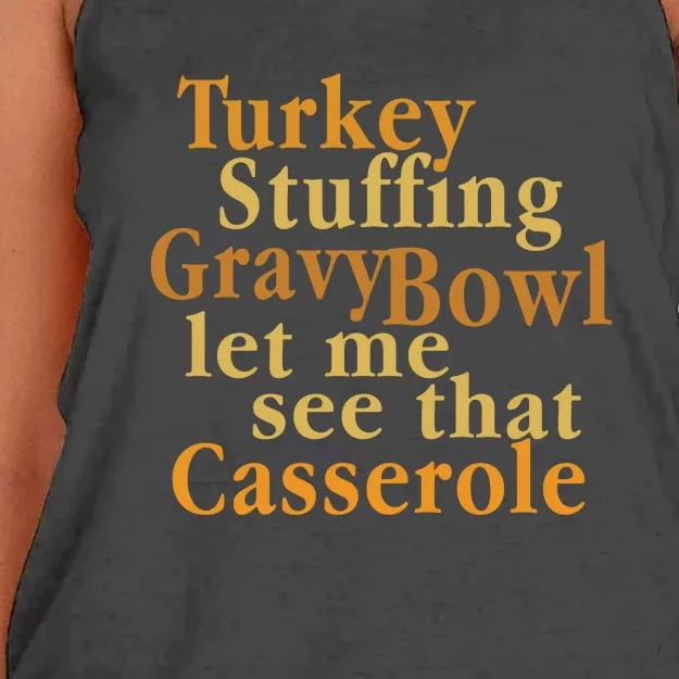 Turkey Stuffing Gravy Bowl Thanksgiving Outfit Women's Knotted Racerback Tank