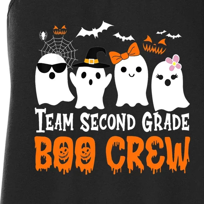 Team Second Grade Boo Crew Cute Ghost Halloween Teacher Women's Racerback Tank