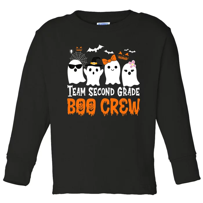 Team Second Grade Boo Crew Cute Ghost Halloween Teacher Toddler Long Sleeve Shirt