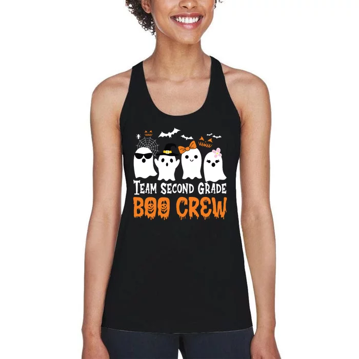 Team Second Grade Boo Crew Cute Ghost Halloween Teacher Kids Women's Racerback Tank