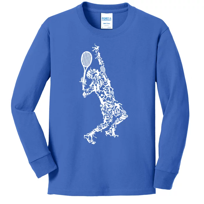 Tennis Silhouette Gift Kids Long Sleeve Shirt