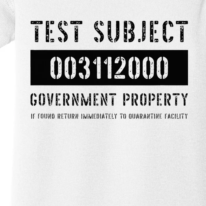 Test Subject Government Property Baby Bodysuit