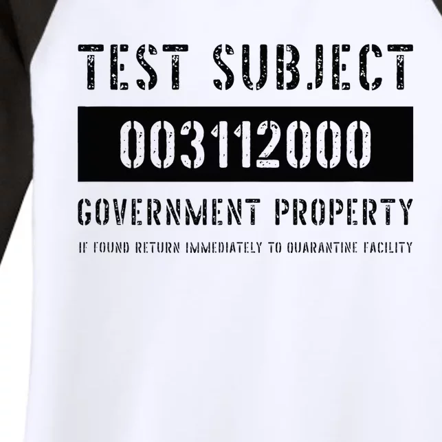 Test Subject Government Property Women's Tri-Blend 3/4-Sleeve Raglan Shirt