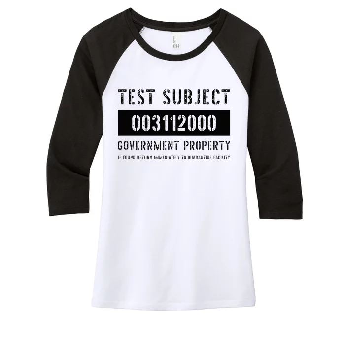 Test Subject Government Property Women's Tri-Blend 3/4-Sleeve Raglan Shirt