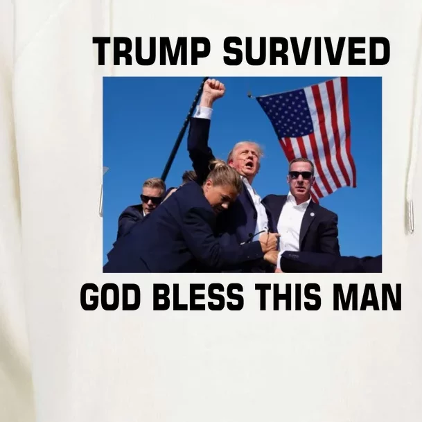 Trump Survived God Bless This Man Gun Shot Pennsylvania Rally Womens Funnel Neck Pullover Hood