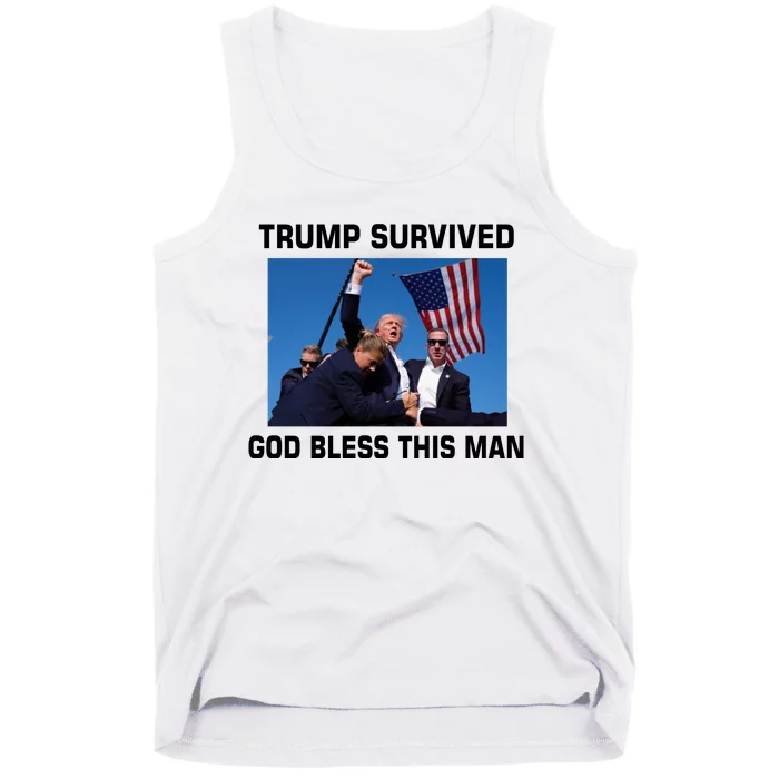 Trump Survived God Bless This Man Gun Shot Pennsylvania Rally Tank Top