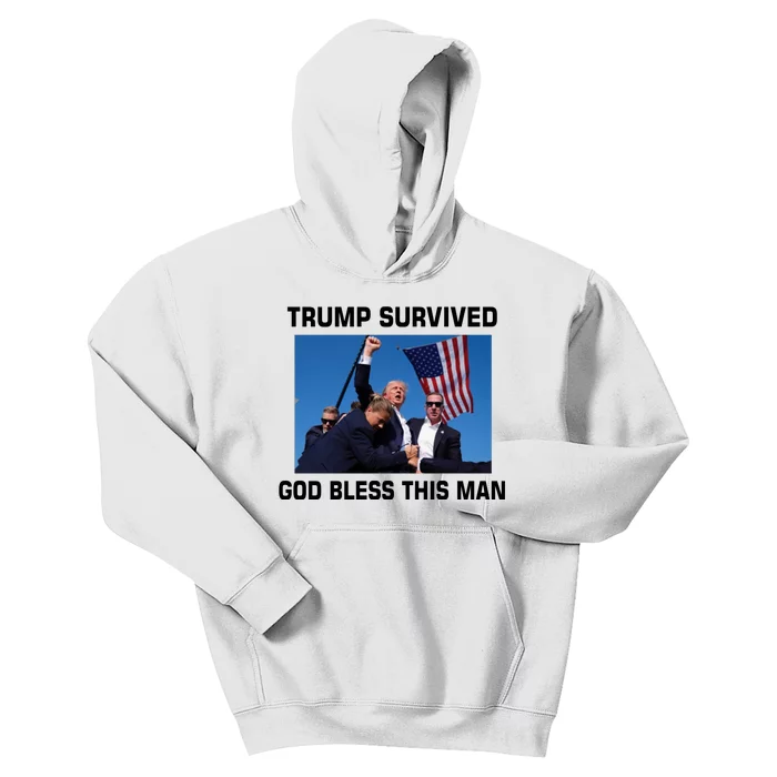 Trump Survived God Bless This Man Gun Shot Pennsylvania Rally Kids Hoodie