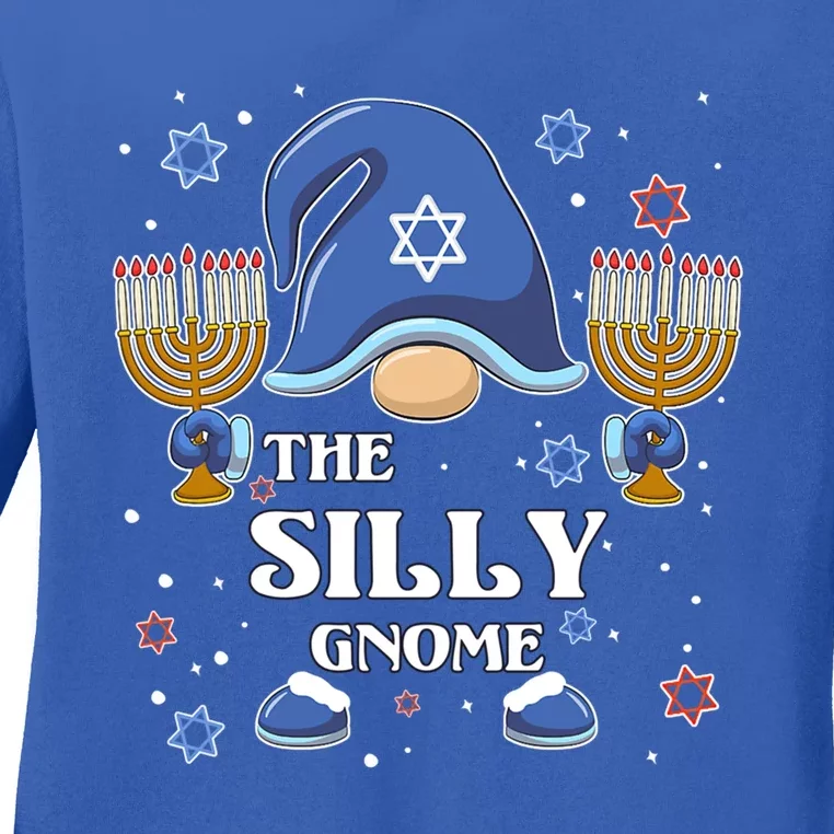 The Silly Gnome Hanukkah Matching Family Pajama Funny Gift Ladies Long Sleeve Shirt