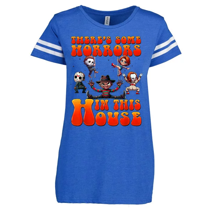 ThereS Some Horrors In This House Funny Horror Characters Enza Ladies Jersey Football T-Shirt