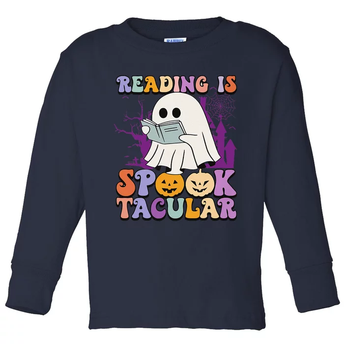 Teachers Students Halloween Reading Is Spook Tacular Toddler Long Sleeve Shirt