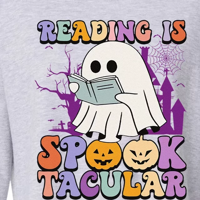 Teachers Students Halloween Reading Is Spook Tacular Cropped Pullover Crew