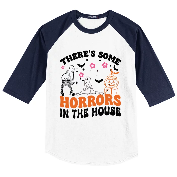 ThereS Some Horrors In This House Funny Halloween Funny Gift Baseball Sleeve Shirt