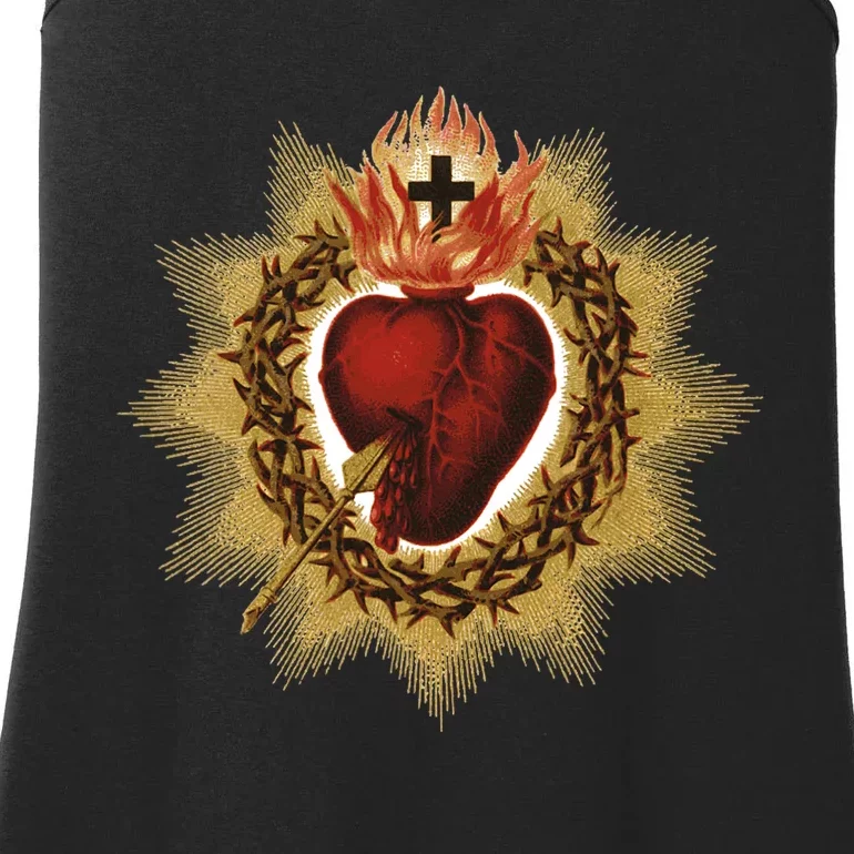 The Sacred Heart Of Jesus Catholic Icon Ladies Essential Tank