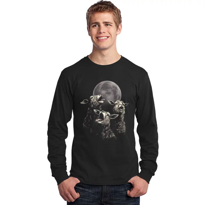 Three Sheeps Howling To The Moon Long Sleeve Shirt