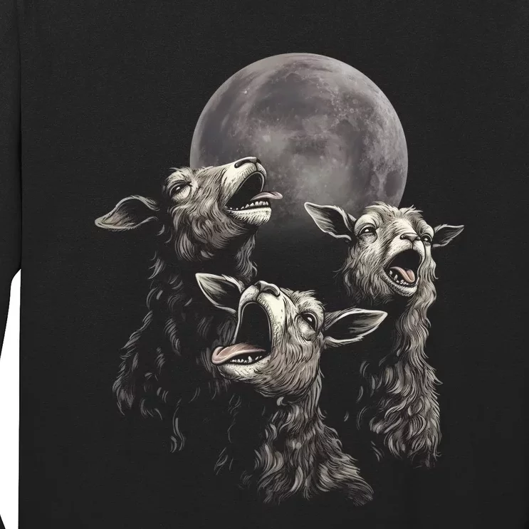 Three Sheeps Howling To The Moon Long Sleeve Shirt