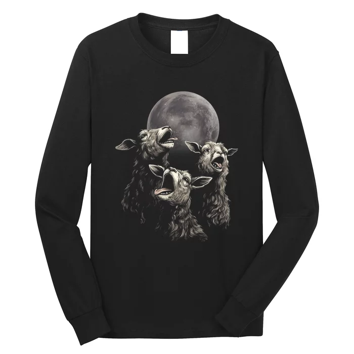 Three Sheeps Howling To The Moon Long Sleeve Shirt