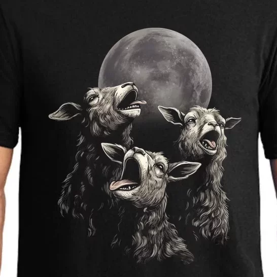 Three Sheeps Howling To The Moon Pajama Set