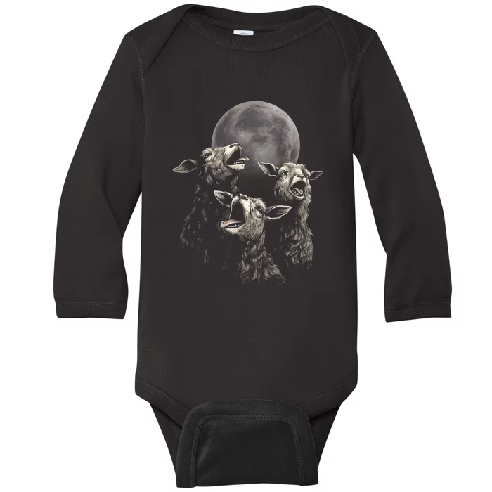 Three Sheeps Howling To The Moon Baby Long Sleeve Bodysuit