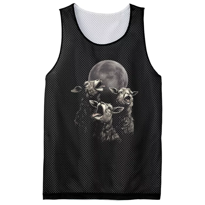 Three Sheeps Howling To The Moon Mesh Reversible Basketball Jersey Tank