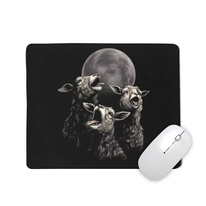 Three Sheeps Howling To The Moon Mousepad