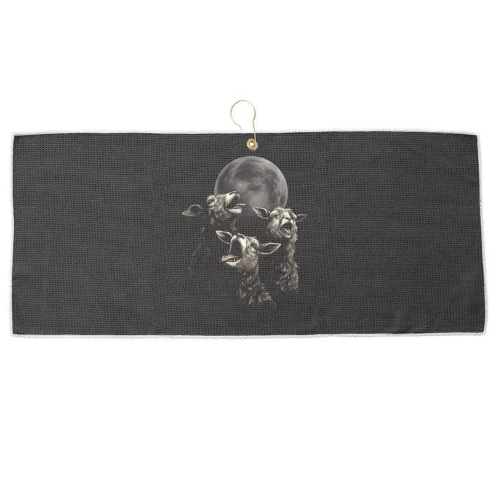 Three Sheeps Howling To The Moon Large Microfiber Waffle Golf Towel