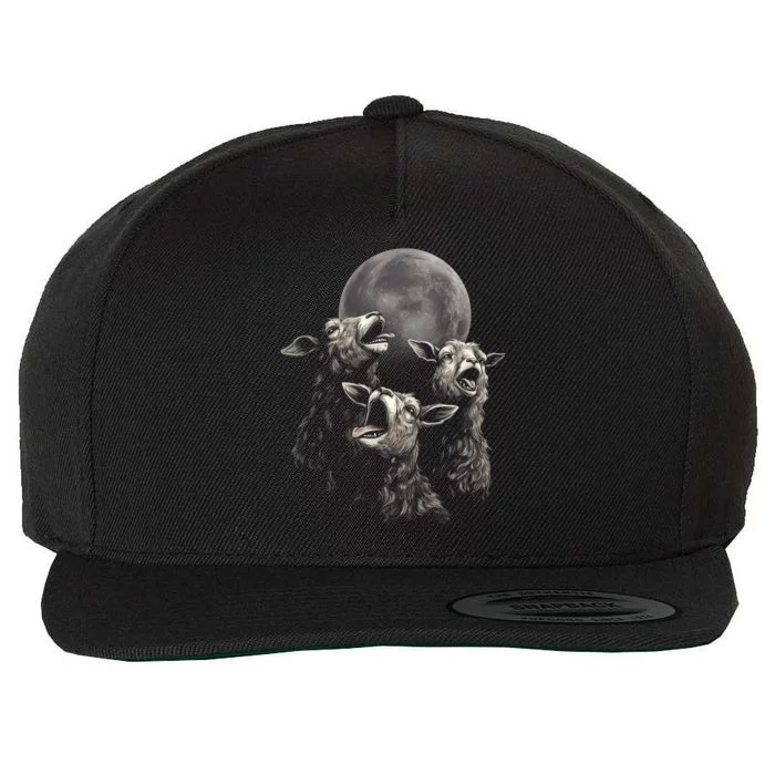 Three Sheeps Howling To The Moon Wool Snapback Cap