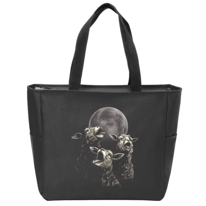 Three Sheeps Howling To The Moon Zip Tote Bag