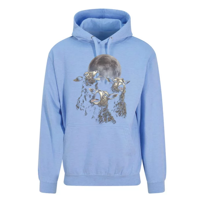 Three Sheeps Howling To The Moon Unisex Surf Hoodie