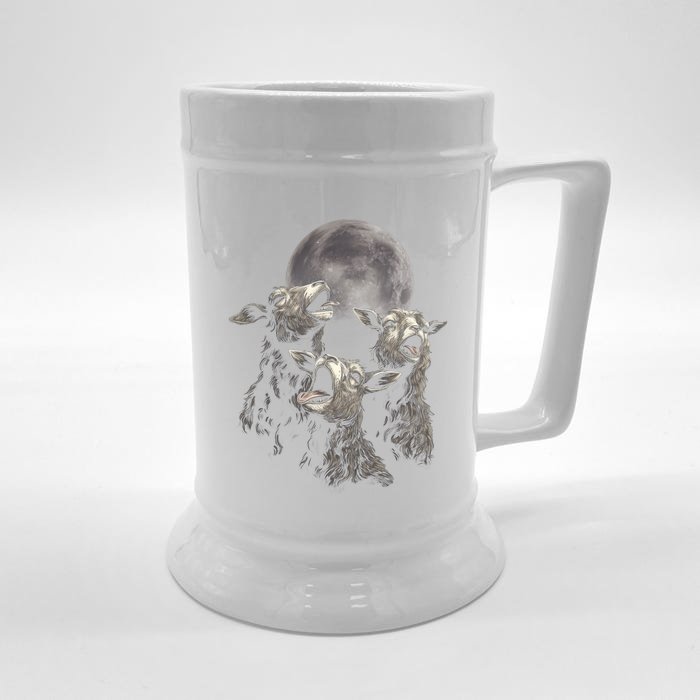 Three Sheeps Howling To The Moon Front & Back Beer Stein