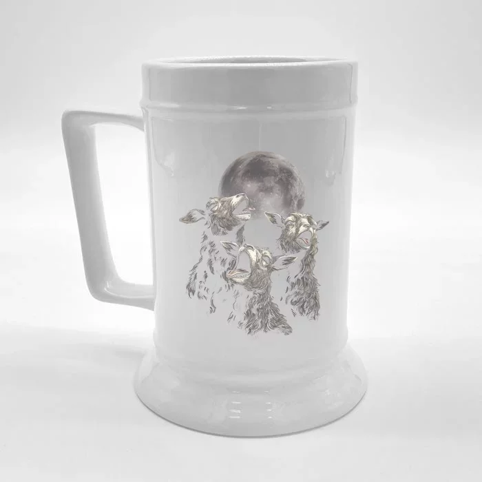 Three Sheeps Howling To The Moon Front & Back Beer Stein