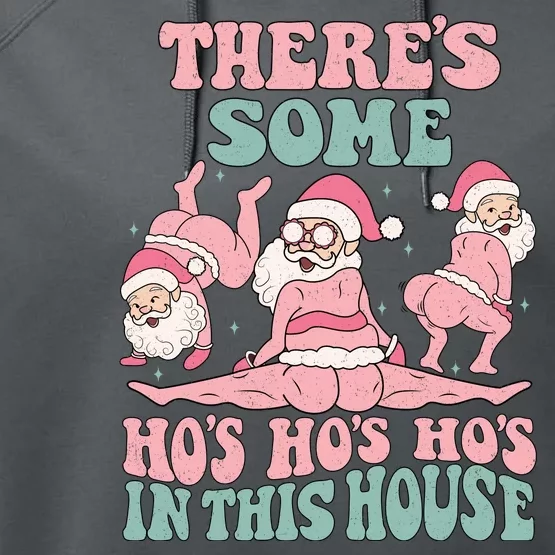 Theres Some Hos In This House Funny Santa Twerk Christmas Performance Fleece Hoodie