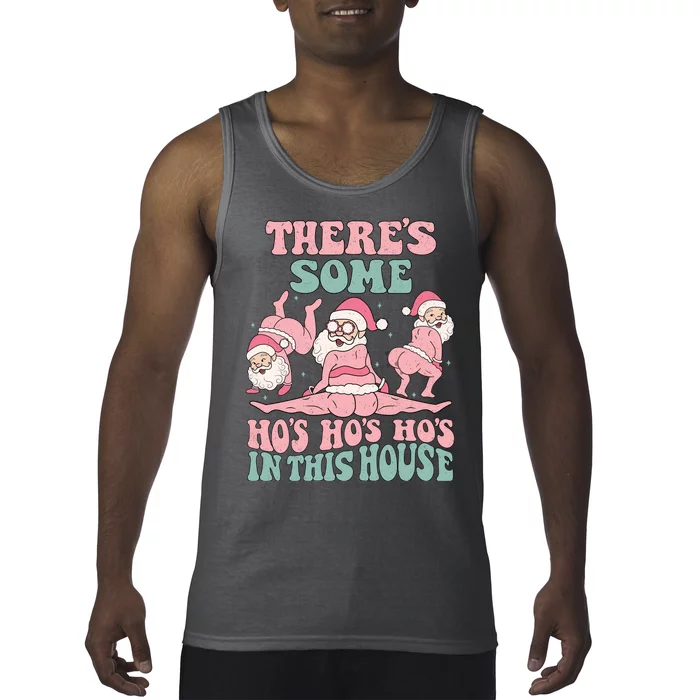 Theres Some Hos In This House Funny Santa Twerk Christmas Tank Top