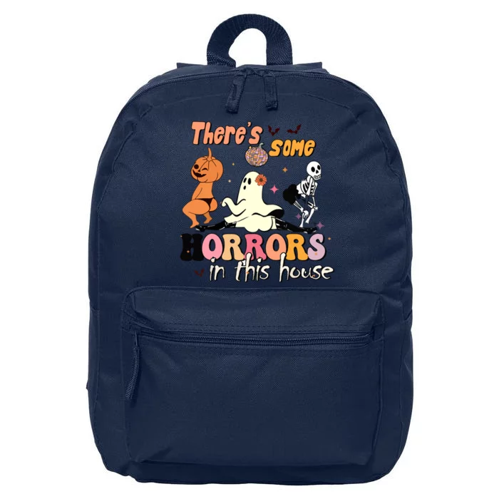 Theres Some Horrors In This House Halloween Funny Ghost Pumpkin Gift 16 in Basic Backpack