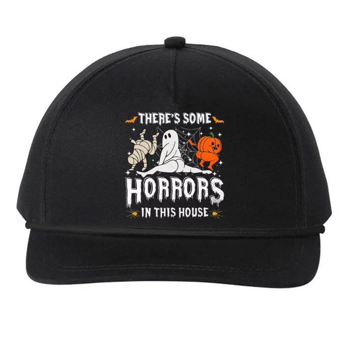 Theres Some Horrors In This House Ghost Pumpkin Halloween Snapback Five-Panel Rope Hat