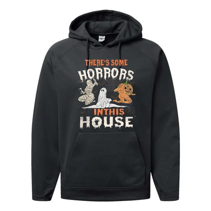 Theres Some Horrors In This House Halloween Pumpkin Ghost Performance Fleece Hoodie