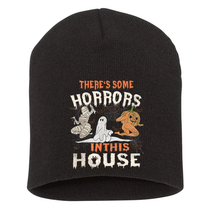 Theres Some Horrors In This House Halloween Pumpkin Ghost Short Acrylic Beanie