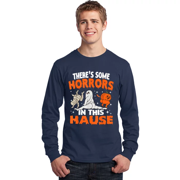 Theres Some Horrors In This House Ghost Pumpkin Halloween Long Sleeve Shirt