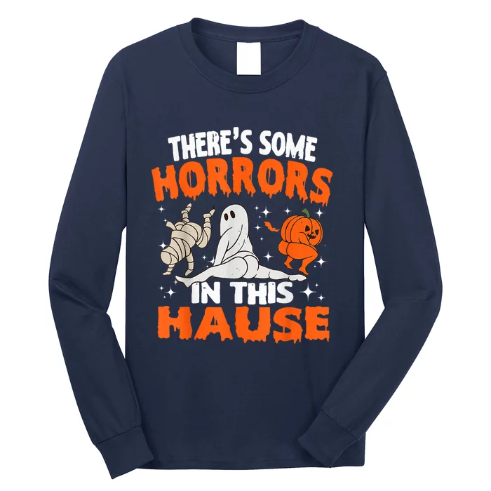 Theres Some Horrors In This House Ghost Pumpkin Halloween Long Sleeve Shirt