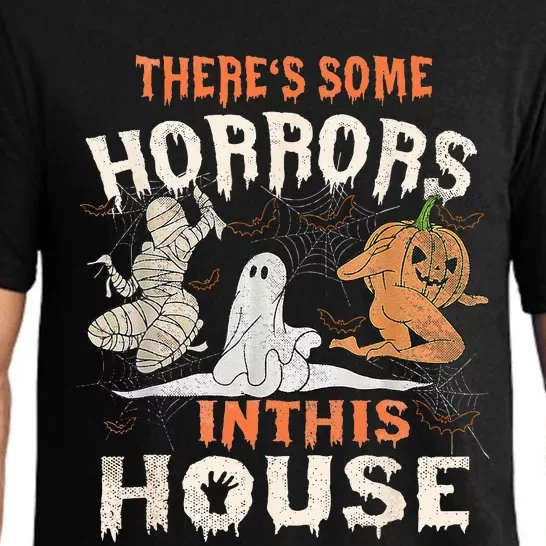 Theres Some Horrors In This House Halloween Pumpkin Ghost Pajama Set