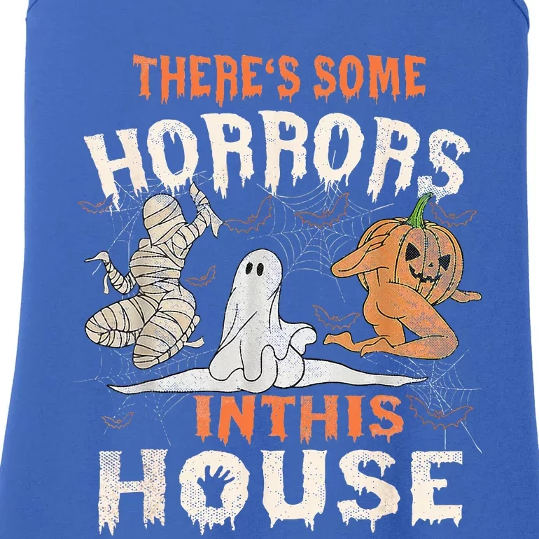 Theres Some Horrors In This House Halloween Pumpkin Ghost Ladies Essential Tank