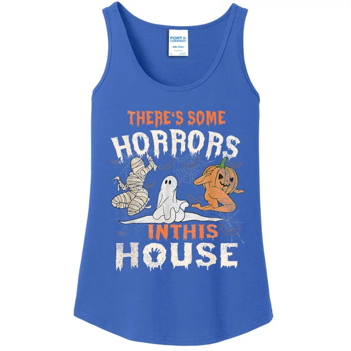 Theres Some Horrors In This House Halloween Pumpkin Ghost Ladies Essential Tank