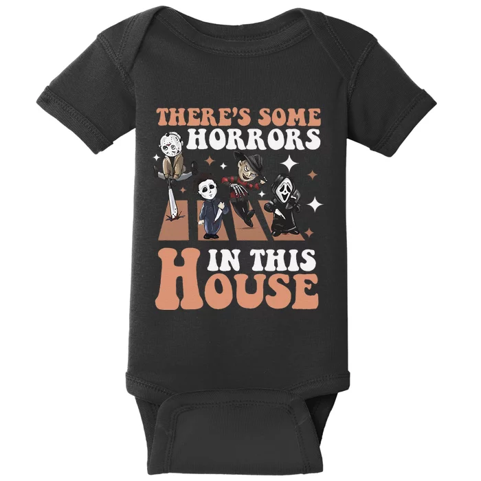 ThereS Some Horrors In This House Funny Horror Characters Baby Bodysuit