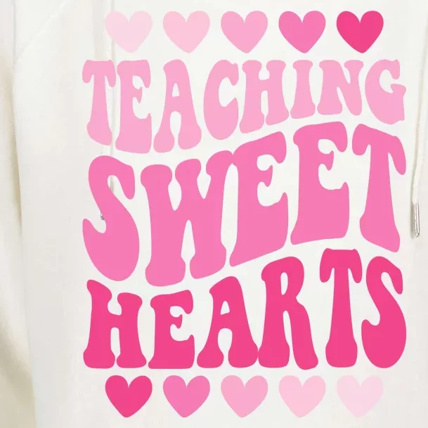 Teaching Sweet Hearts Cute Valentines Day Teacher Womens Funnel Neck Pullover Hood