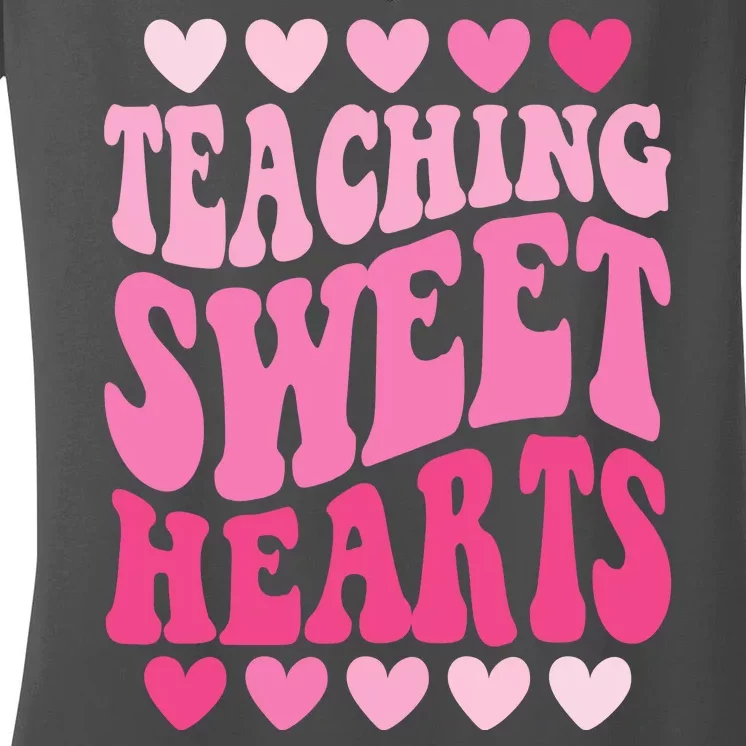 Teaching Sweet Hearts Cute Valentines Day Teacher Women's V-Neck T-Shirt