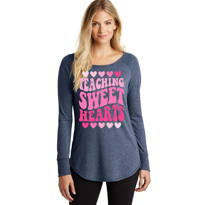 Teaching Sweet Hearts Cute Valentines Day Teacher Women's Perfect Tri Tunic Long Sleeve Shirt