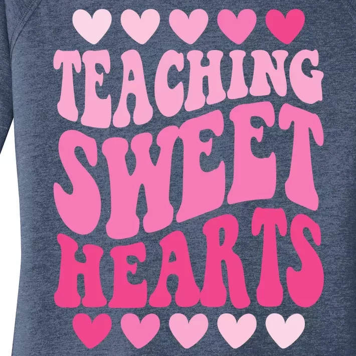 Teaching Sweet Hearts Cute Valentines Day Teacher Women's Perfect Tri Tunic Long Sleeve Shirt