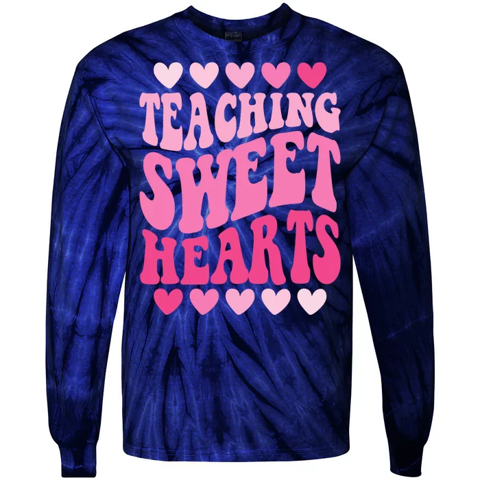 Teaching Sweet Hearts Cute Valentines Day Teacher Tie-Dye Long Sleeve Shirt