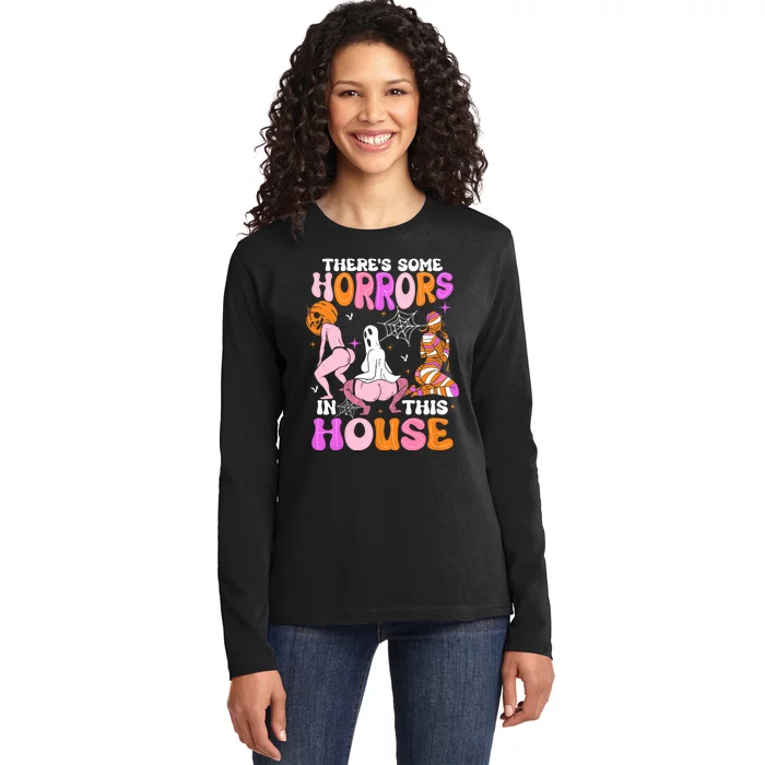 ThereS Some Horrors In This House Funny Halloween Ladies Long Sleeve Shirt